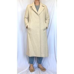 Pomandère Oatmeal Cream Textured Wool Blend Long Maxi Duster Coat Oversized US 4